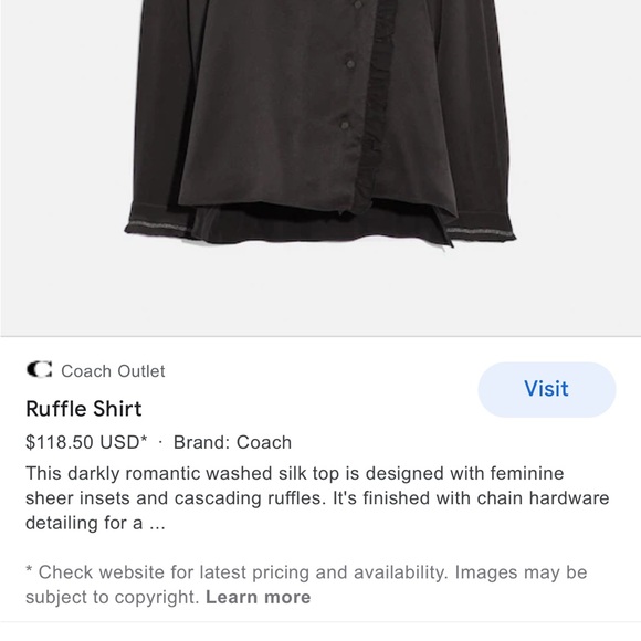 Coach black embellished SILK Ruffle Top - Picture 6 of 16